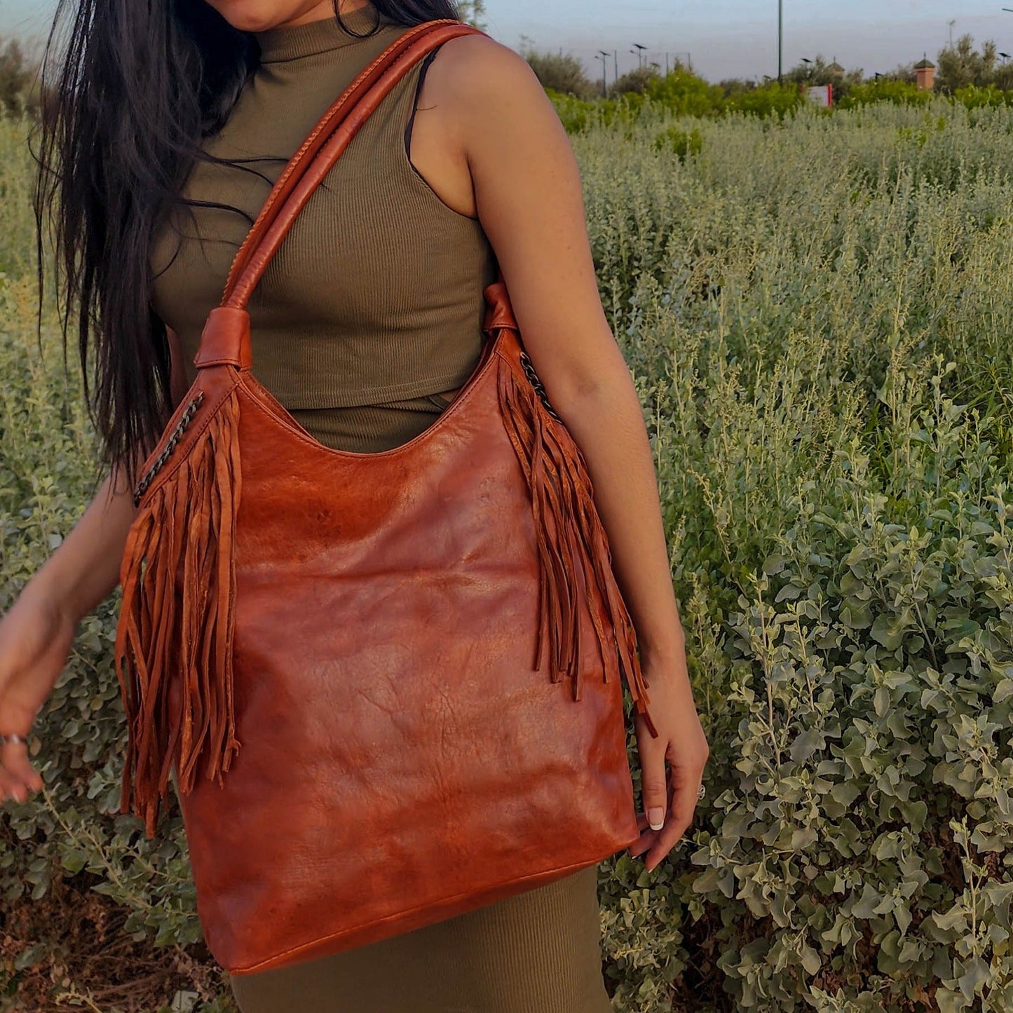 Boho Fringe Leather Bag