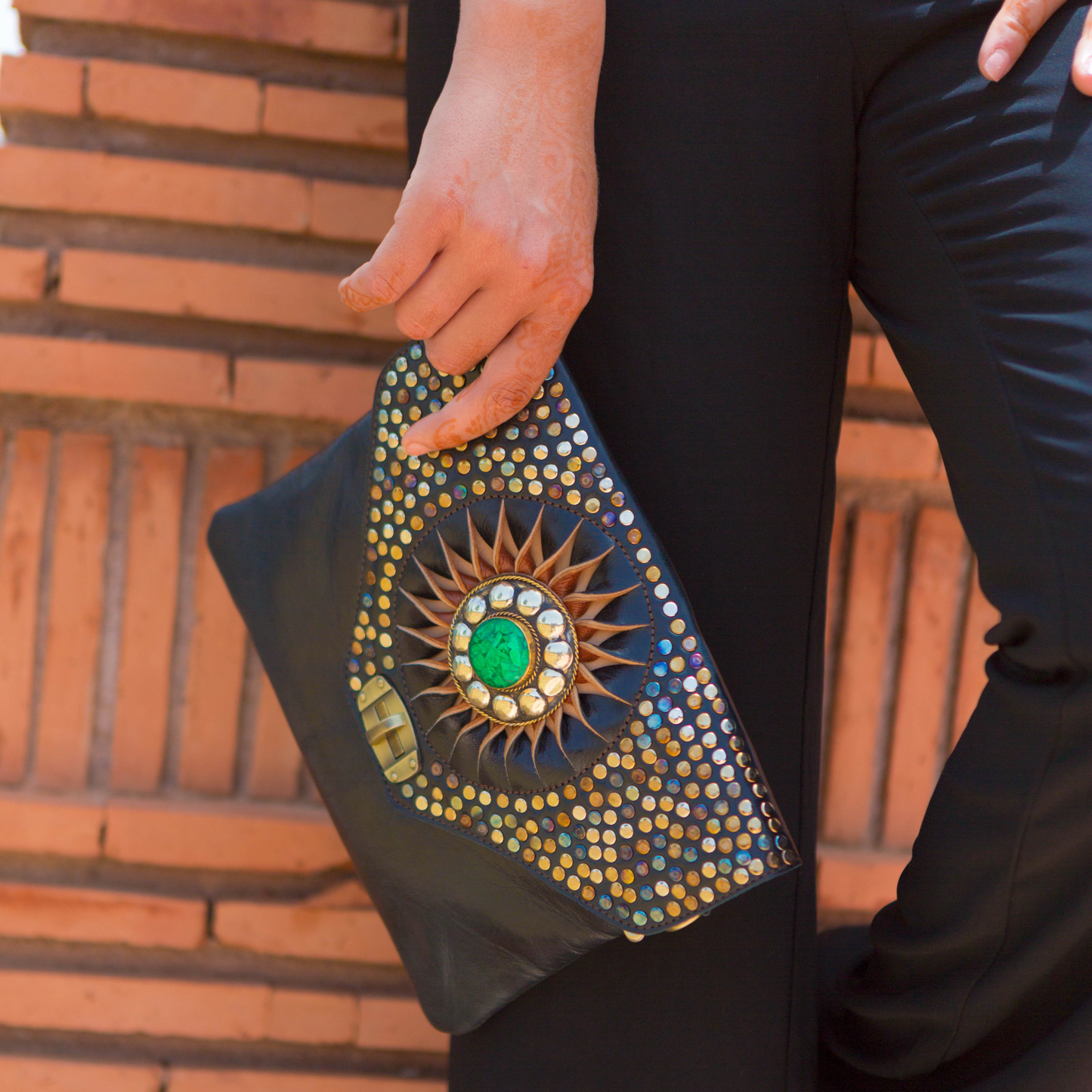 Envelope leather clutch