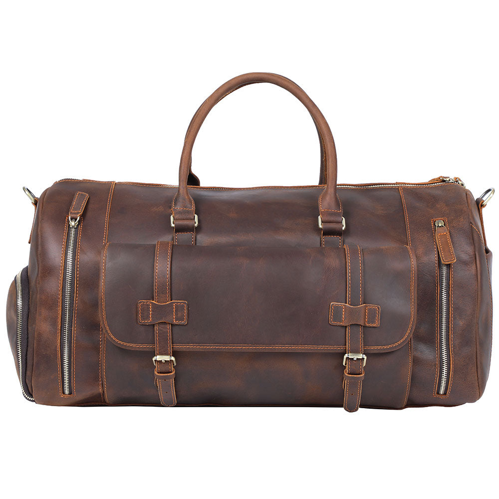 Leather duffel bag