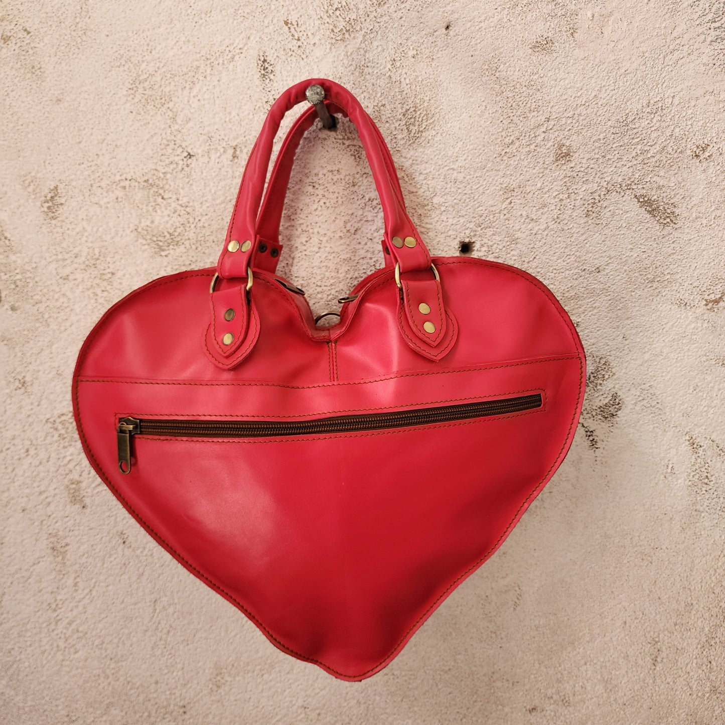 Pink Heart Leather Convertible Backpack