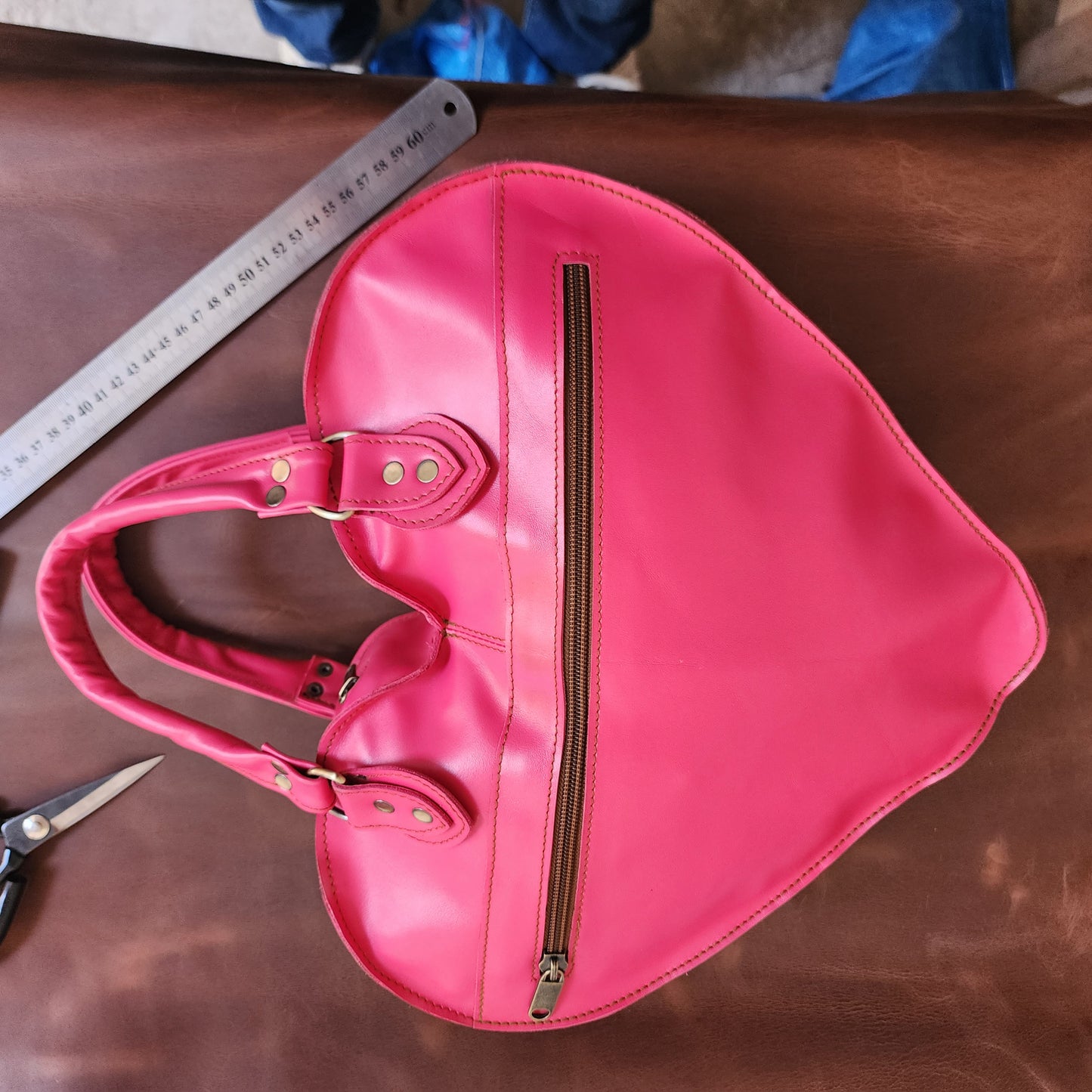 Pink Heart Leather Convertible Backpack