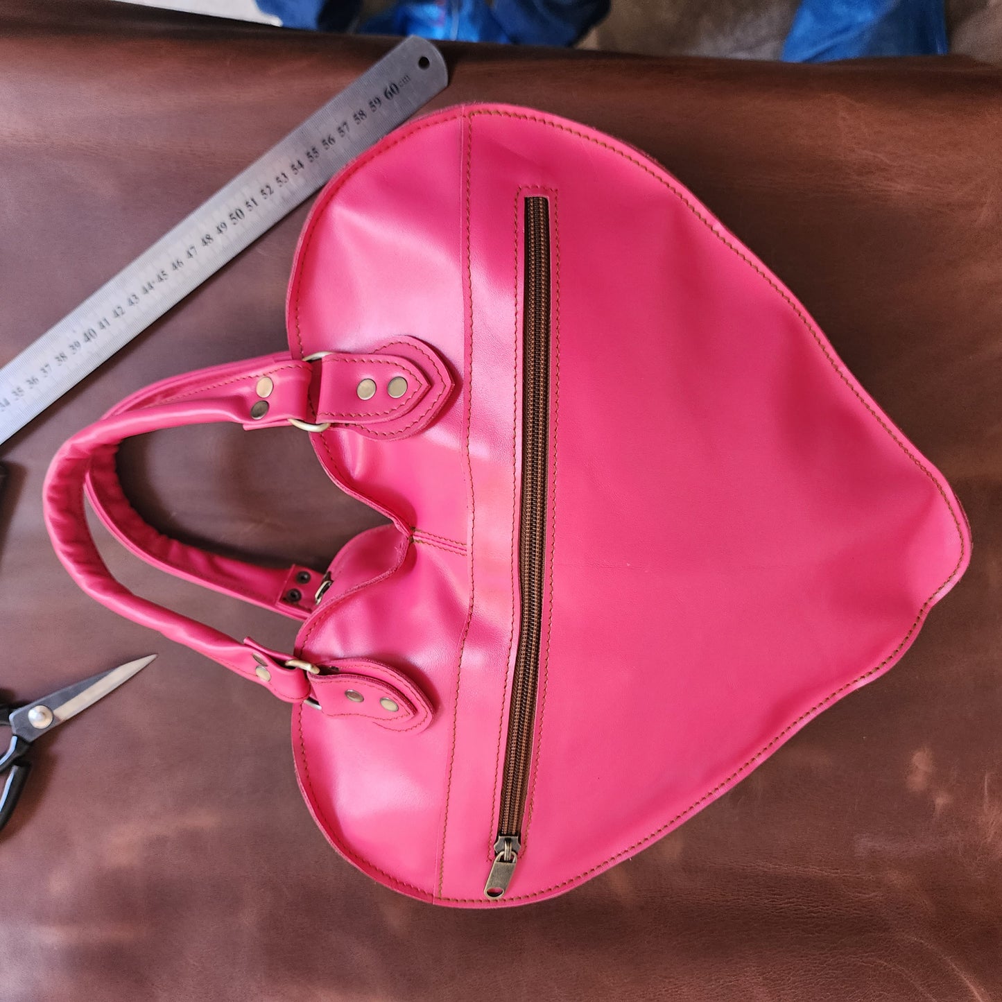 Pink Heart Leather Convertible Backpack