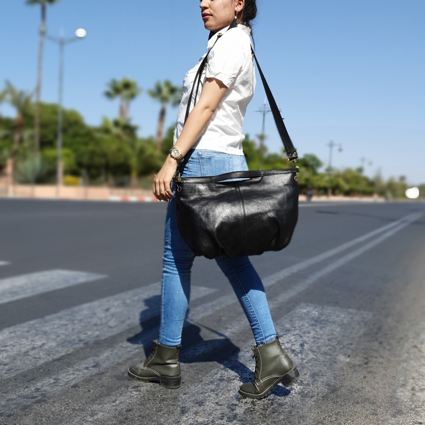 Leather hobo bag