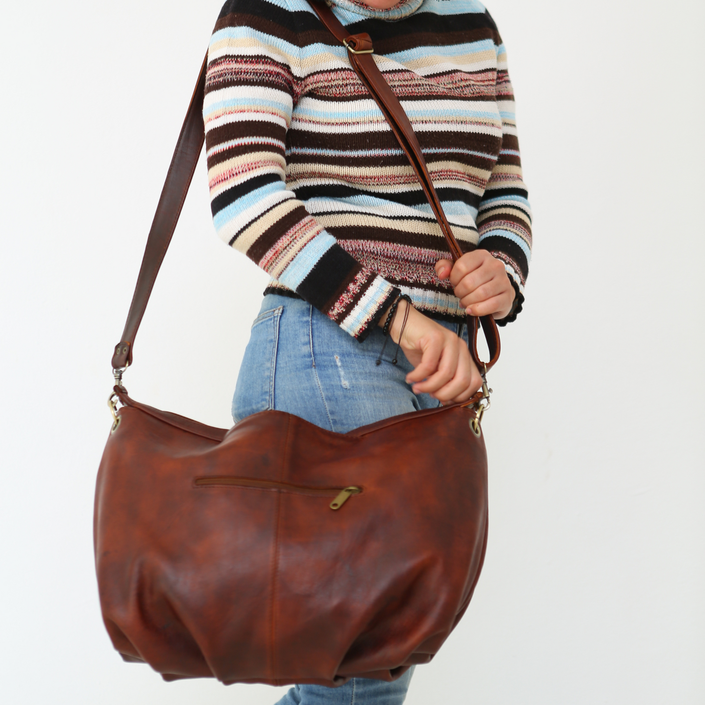 Leather hobo bag