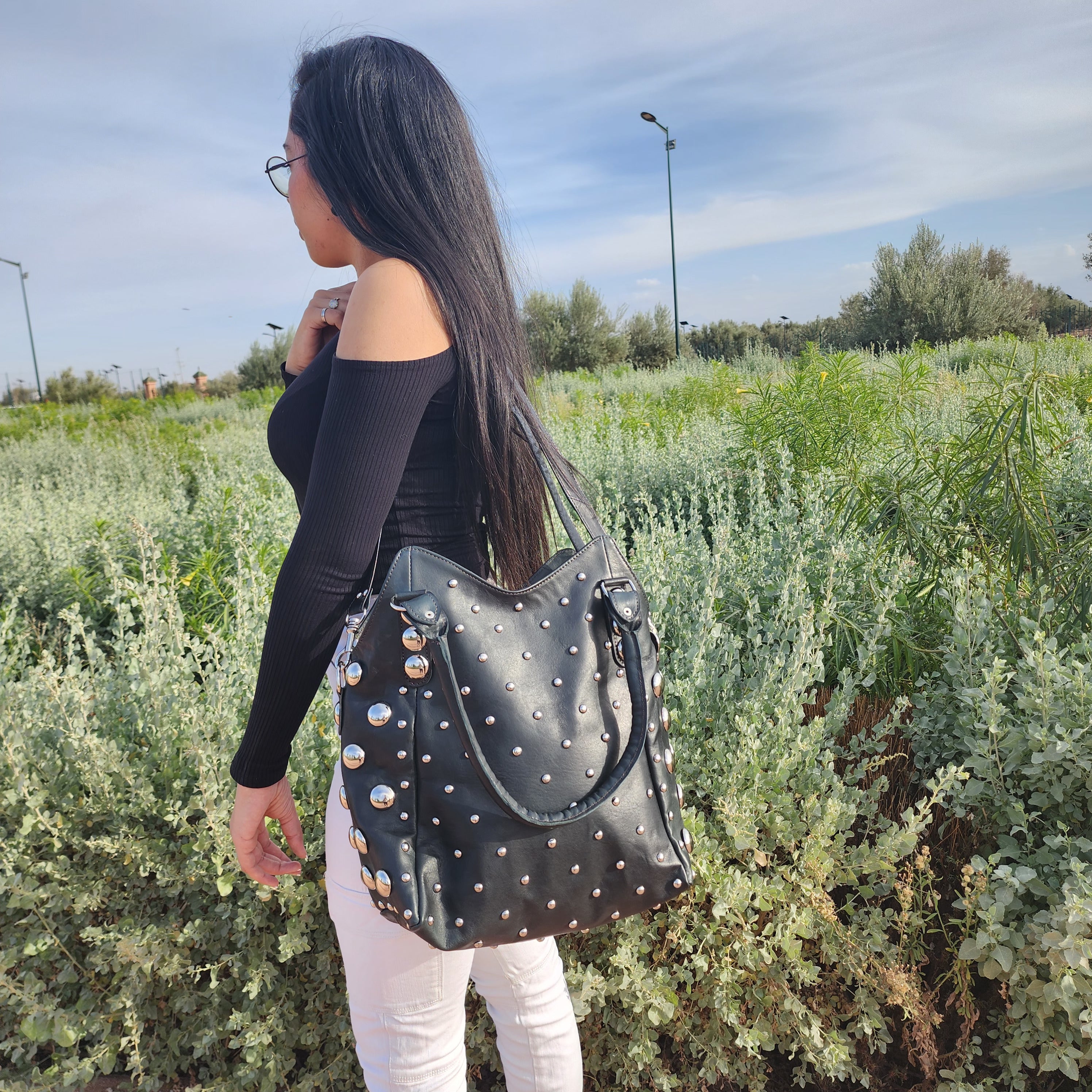 NWT Red Valentino Grommet Eyelet Studded Leather Bag/ Purse/ Clutch Black  $475 | eBay