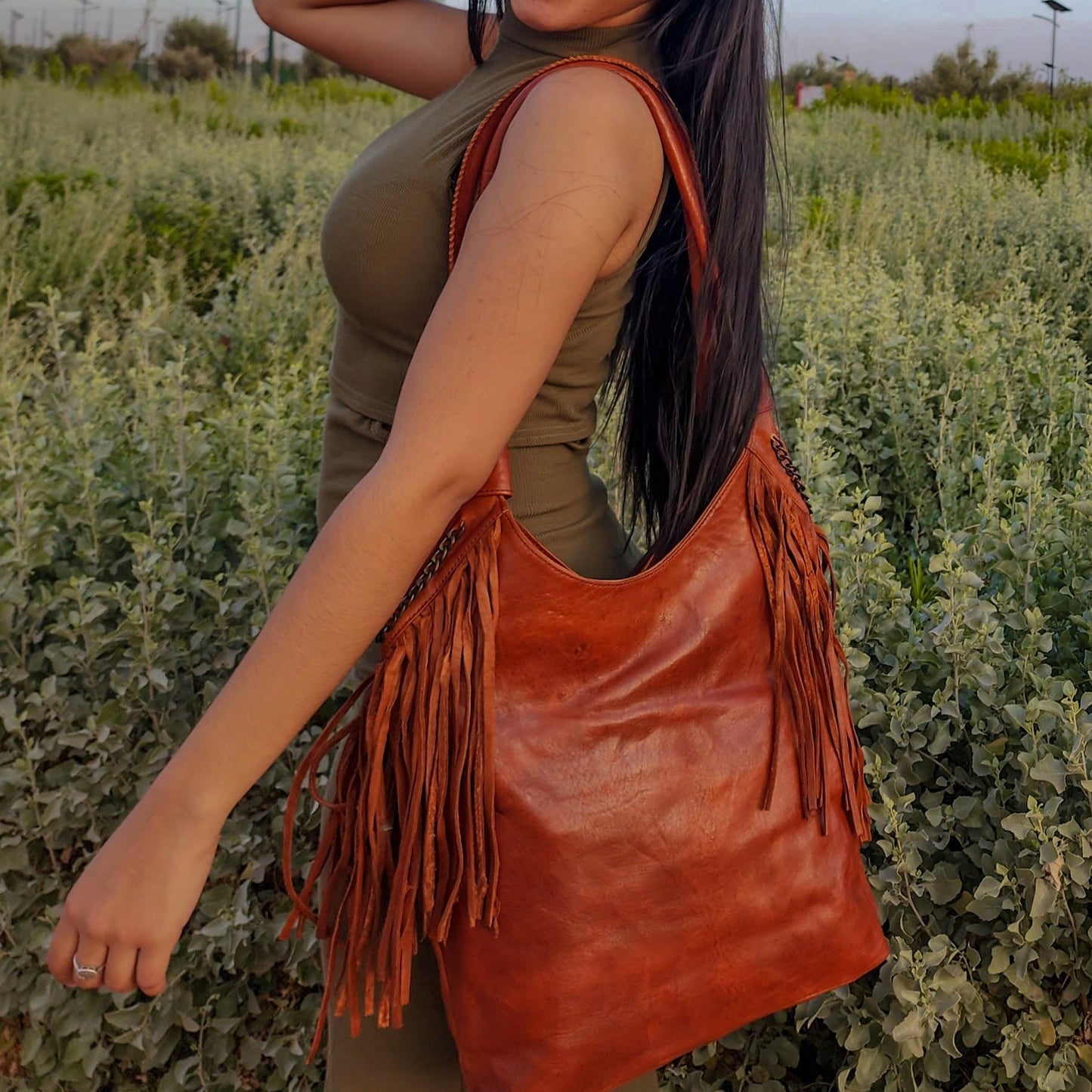 Boho Fringe Leather Bag