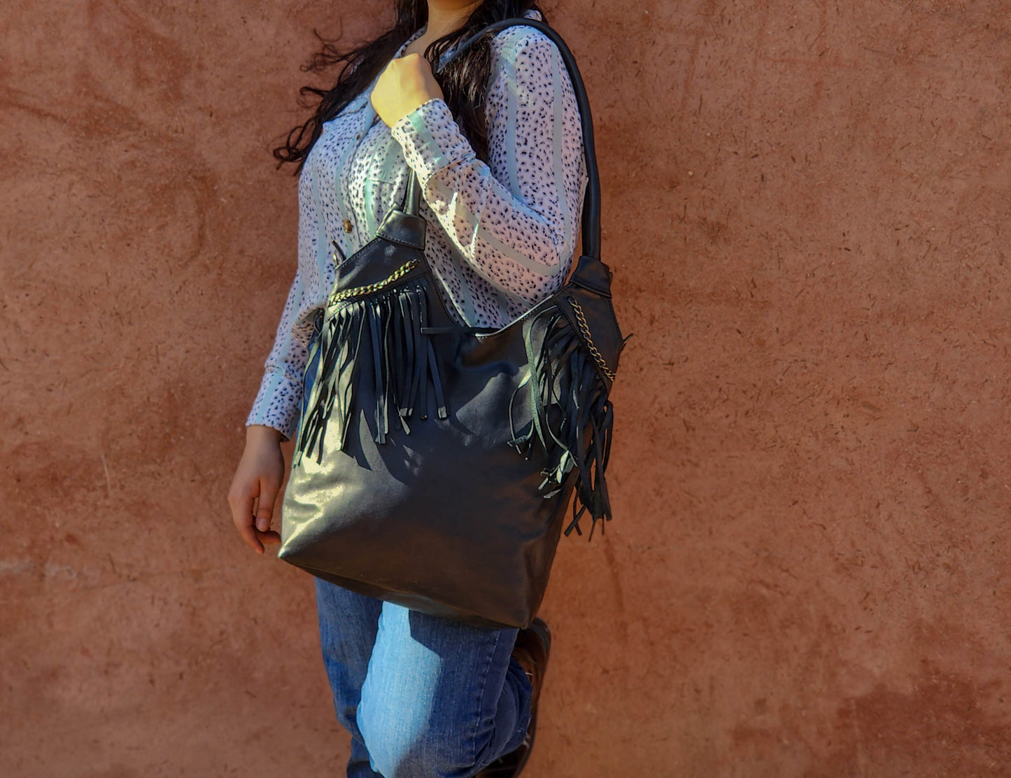 Boho Fringe Leather Bag