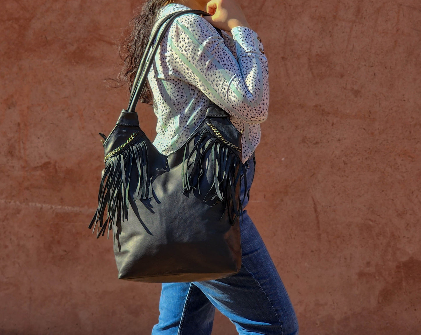 Boho Fringe Leather Bag