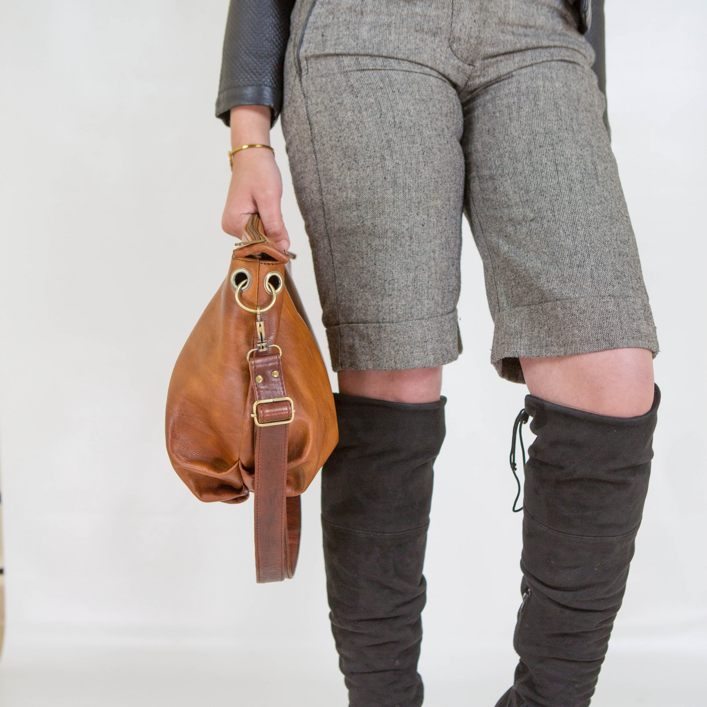 Leather hobo bag