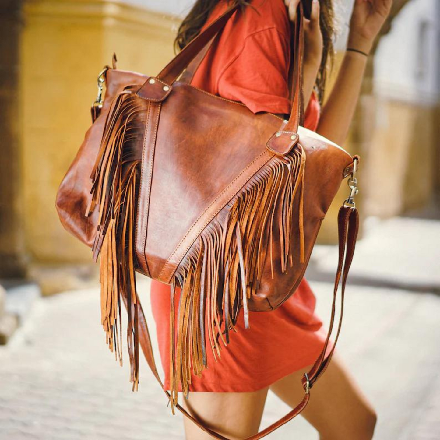 leather fringe purse