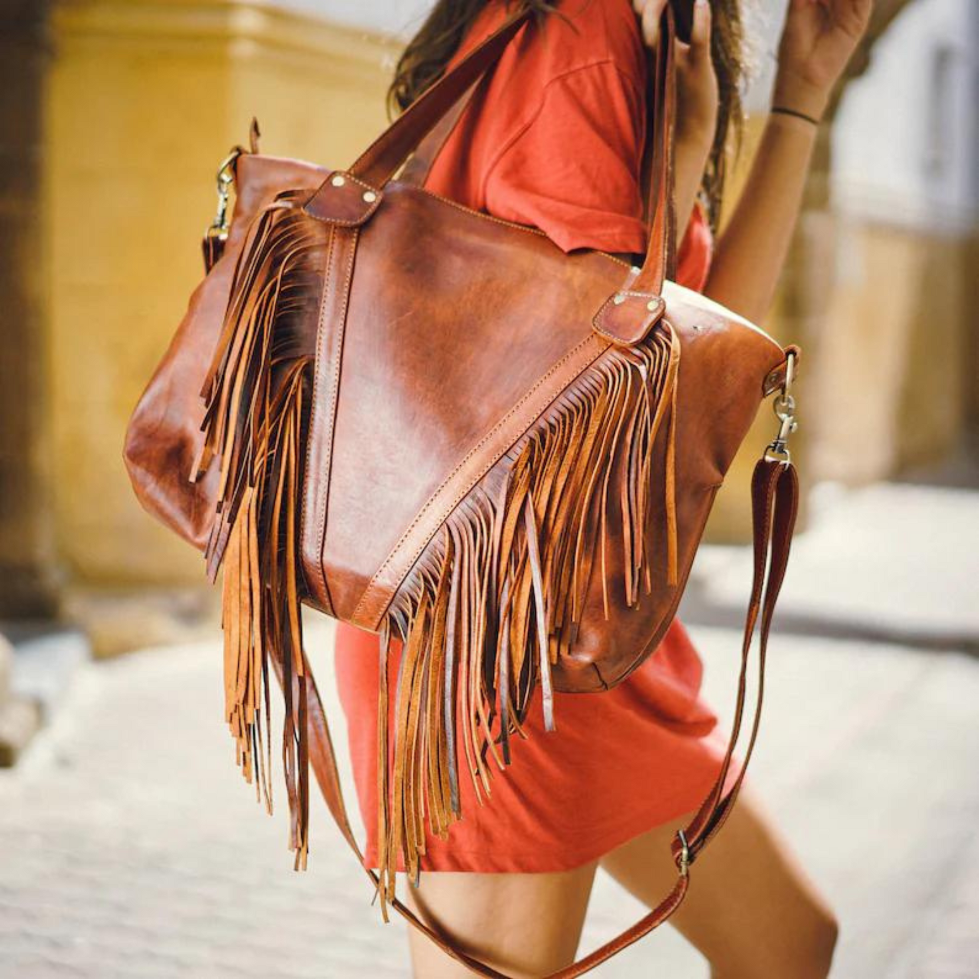 Hand Made Leather Fringes Bag , Cross Body Bag Western Tan Brown Leather Ladies Bag , Boho Fringe Purse Gifts for Her , Gifts for Women