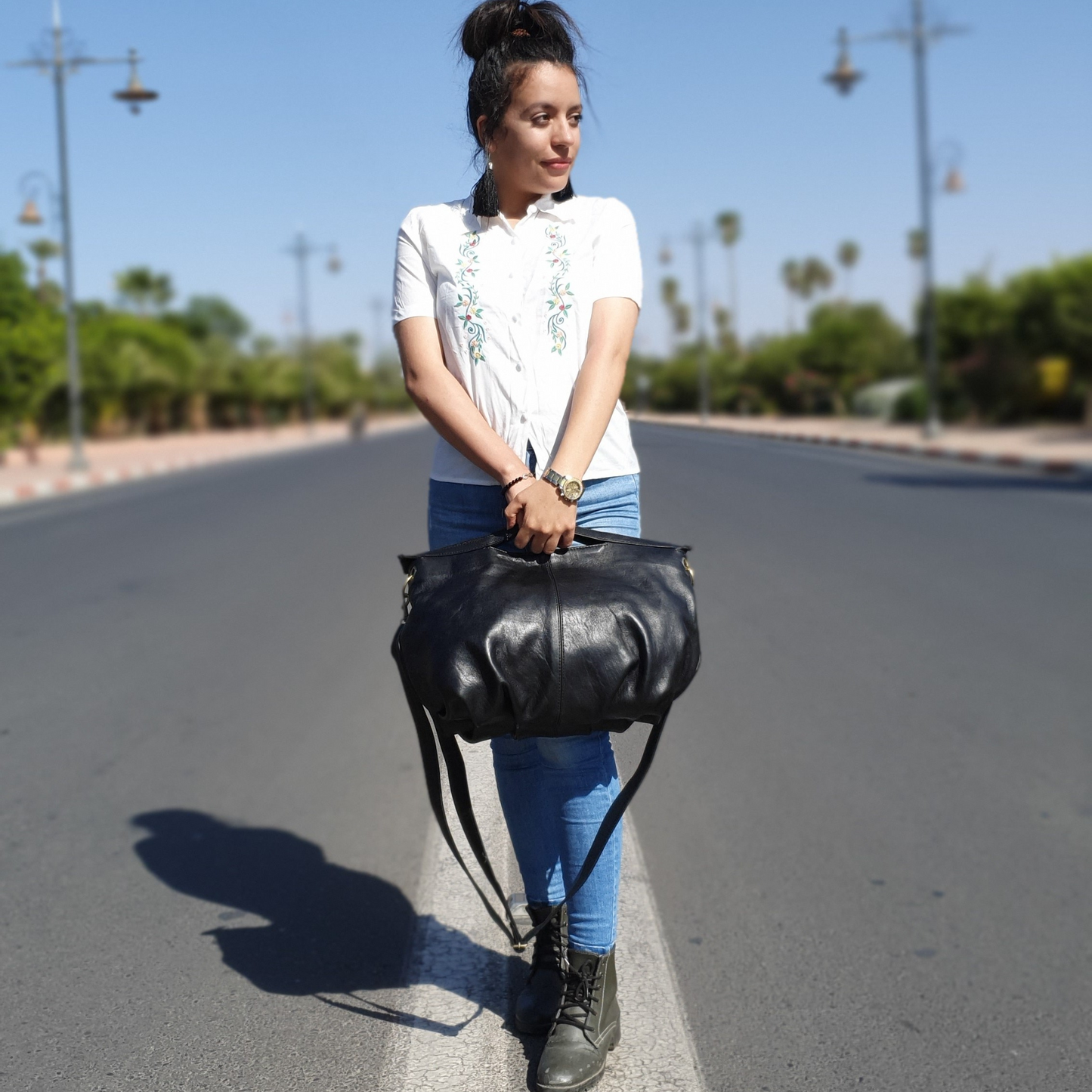 Leather hobo bag