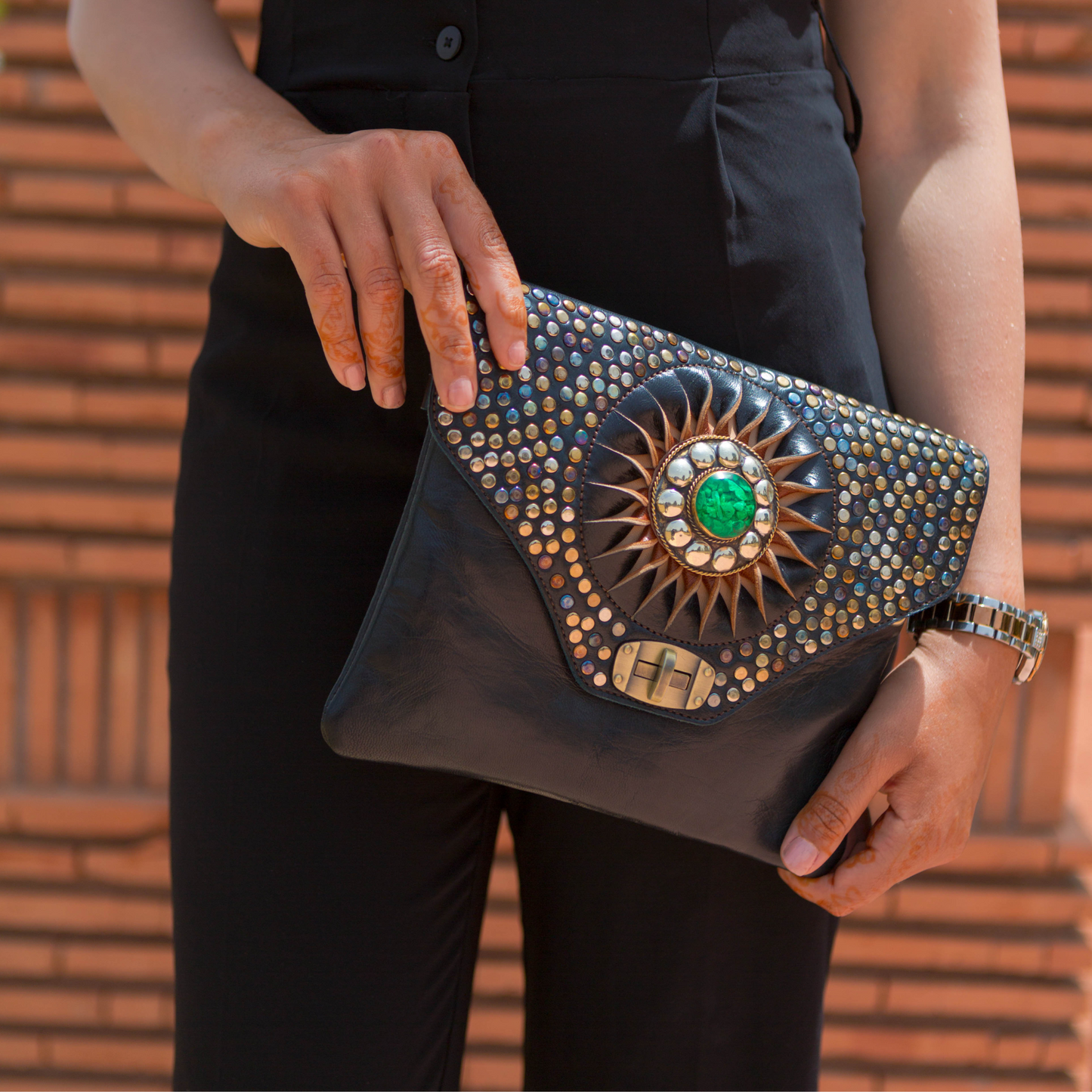 Envelope leather clutch