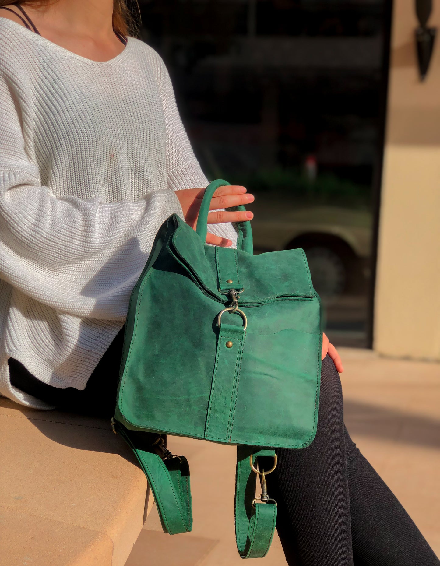 Fancy Convertible Leather Backpack