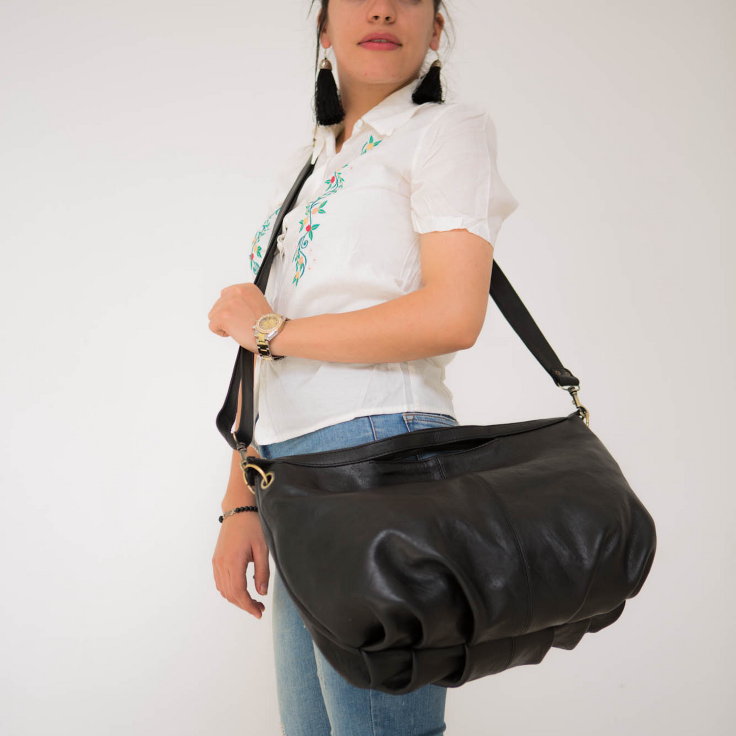 Leather hobo bag