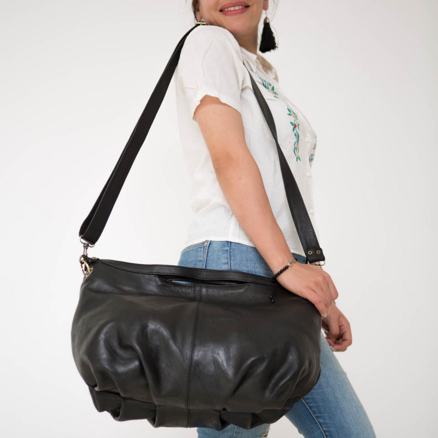 Leather hobo bag