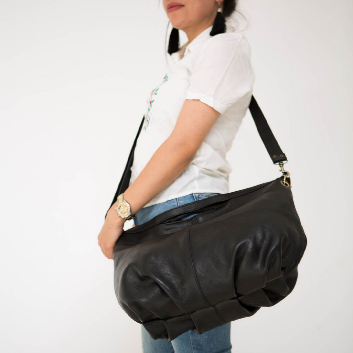 Leather hobo bag