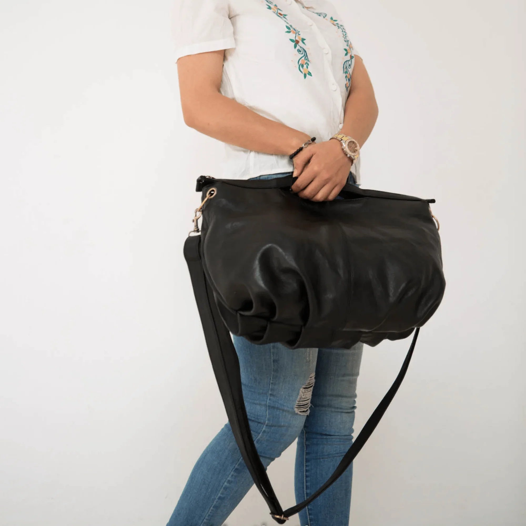 Leather hobo bag