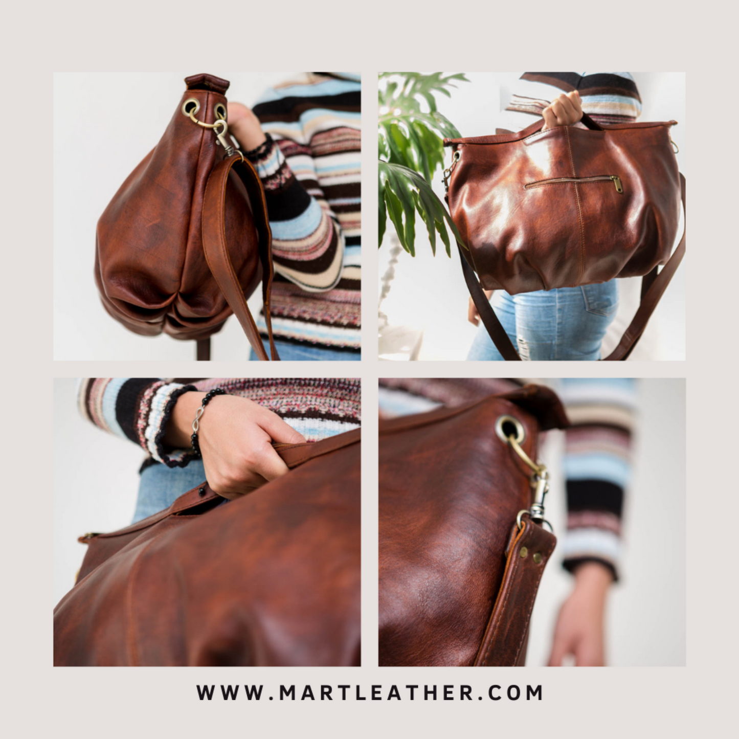 Leather hobo bag