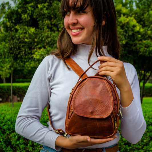 Small leather backpack
