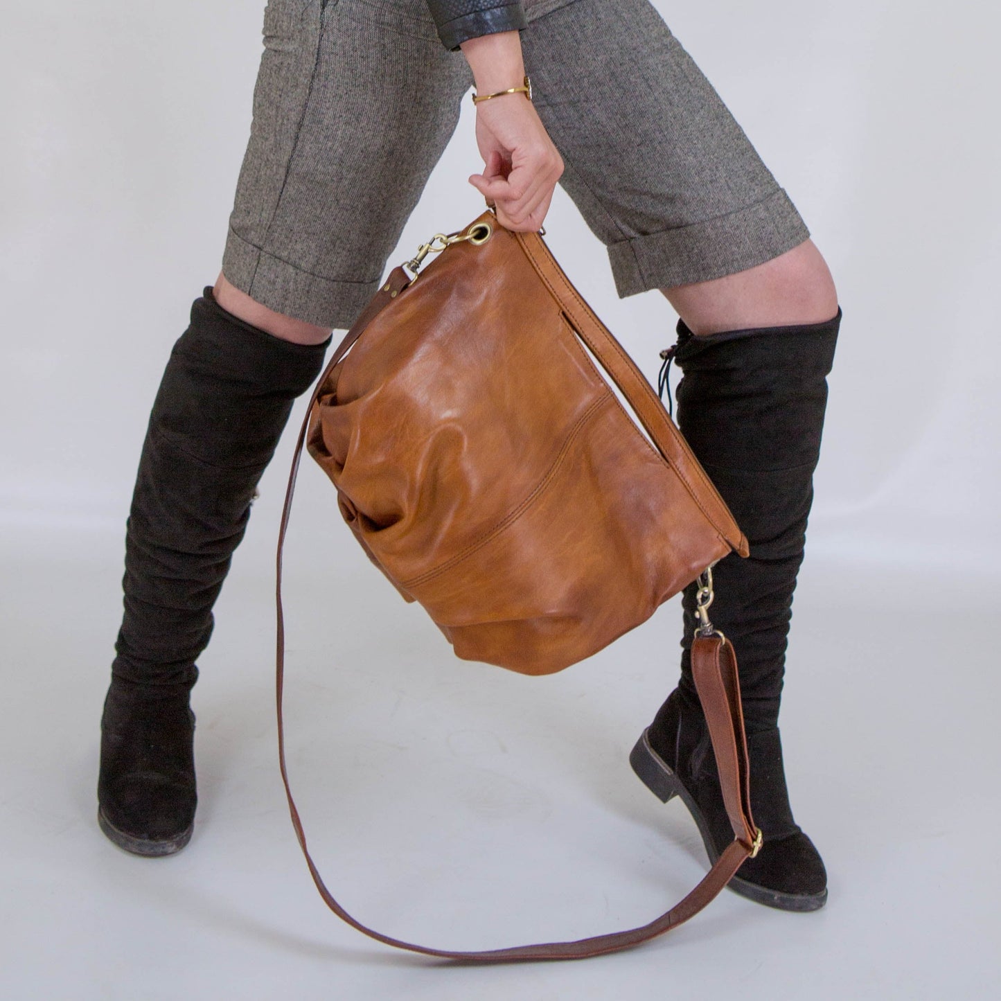 Leather hobo bag