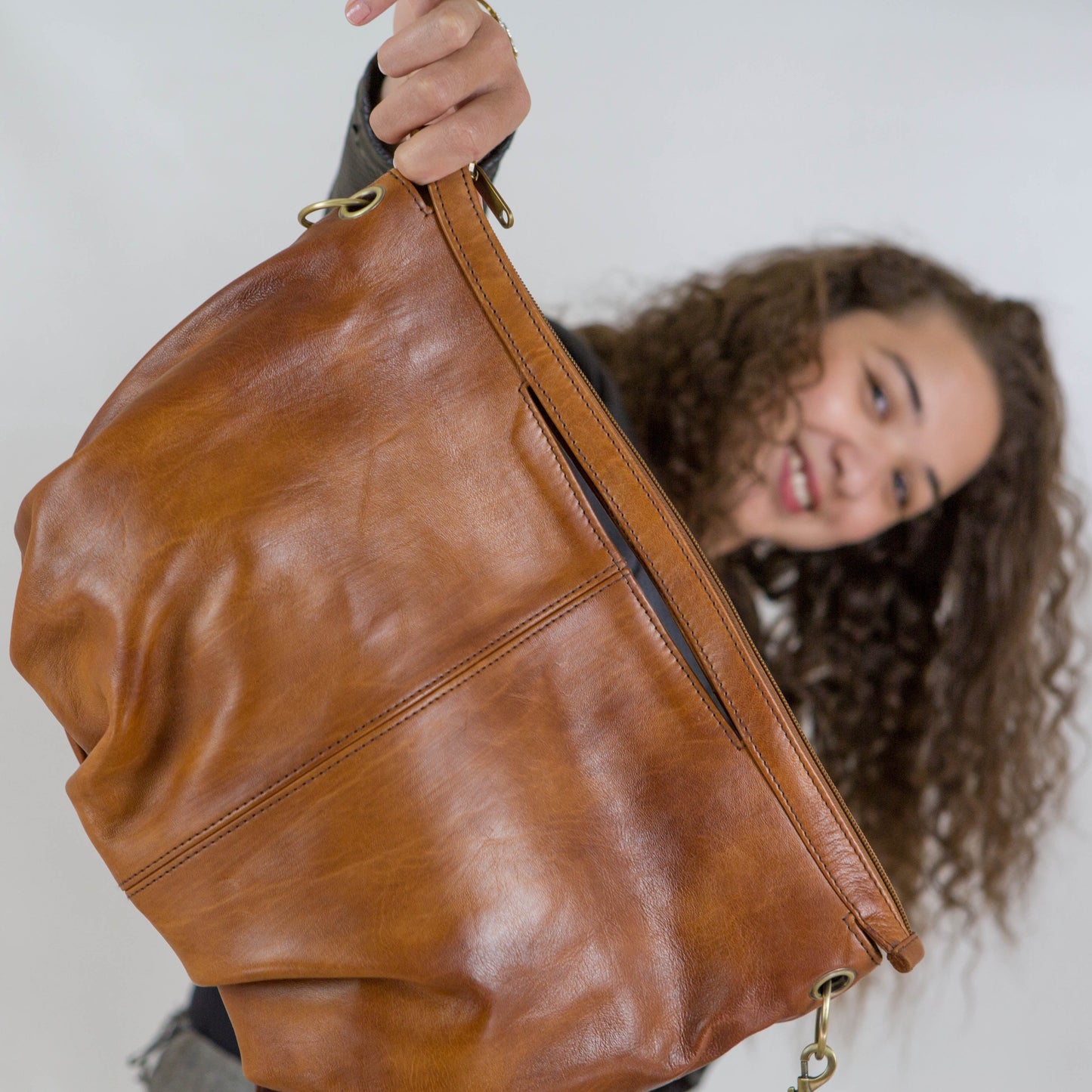 Leather hobo bag