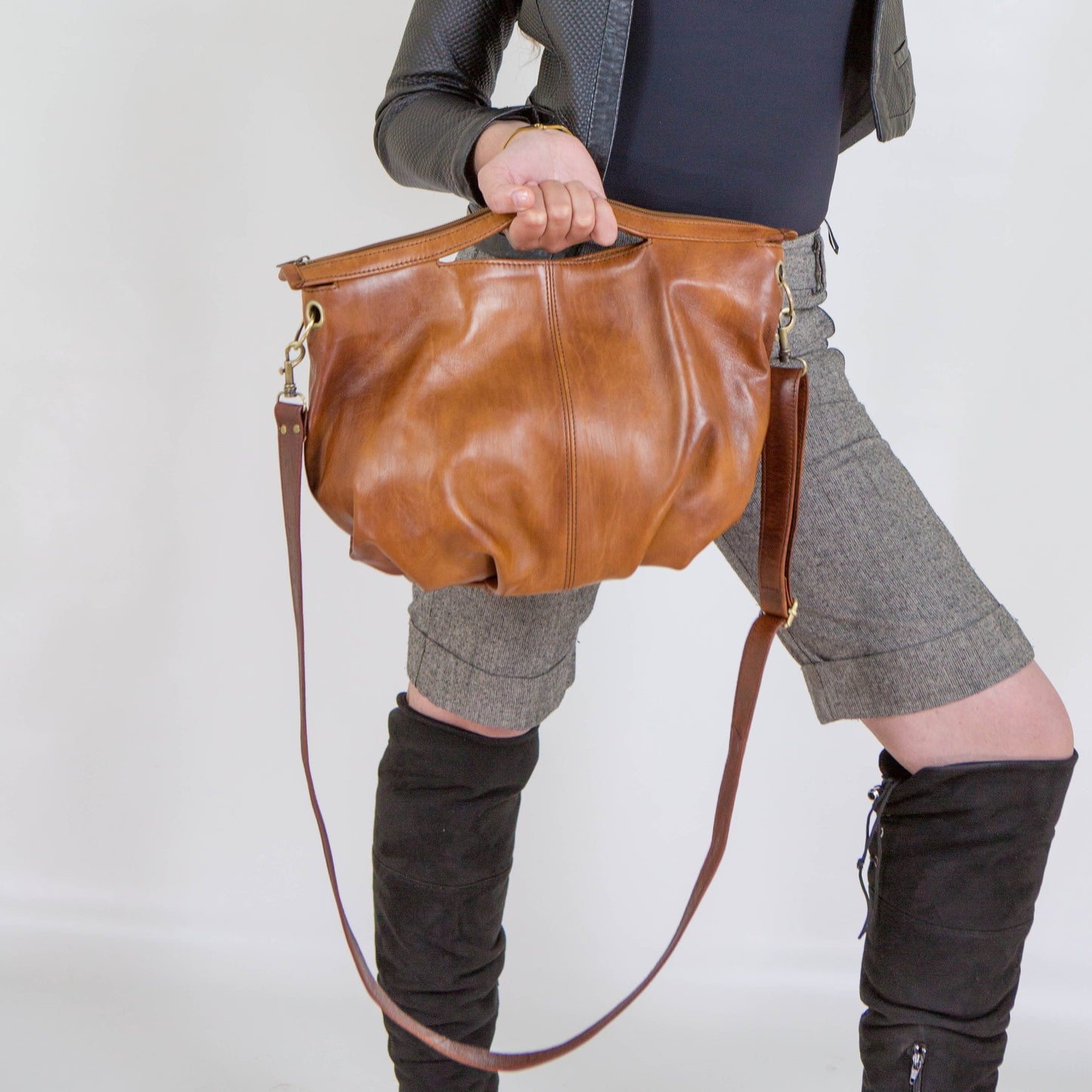 Leather hobo bag