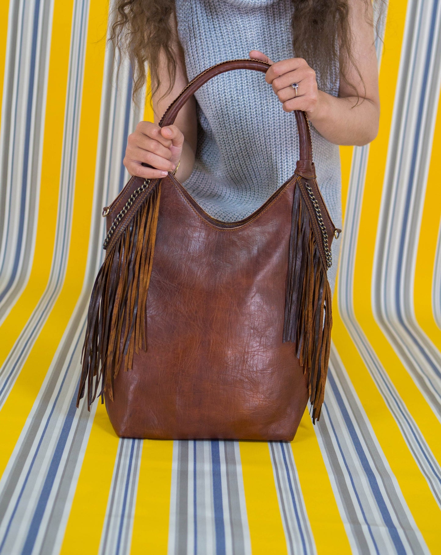 Boho Fringe Leather Bag