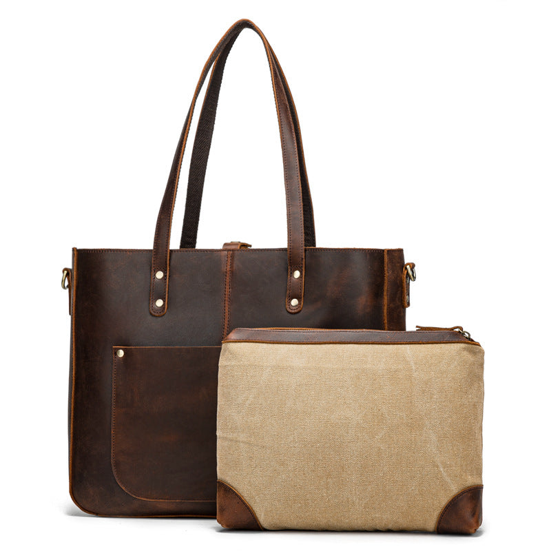 Leather tote bag