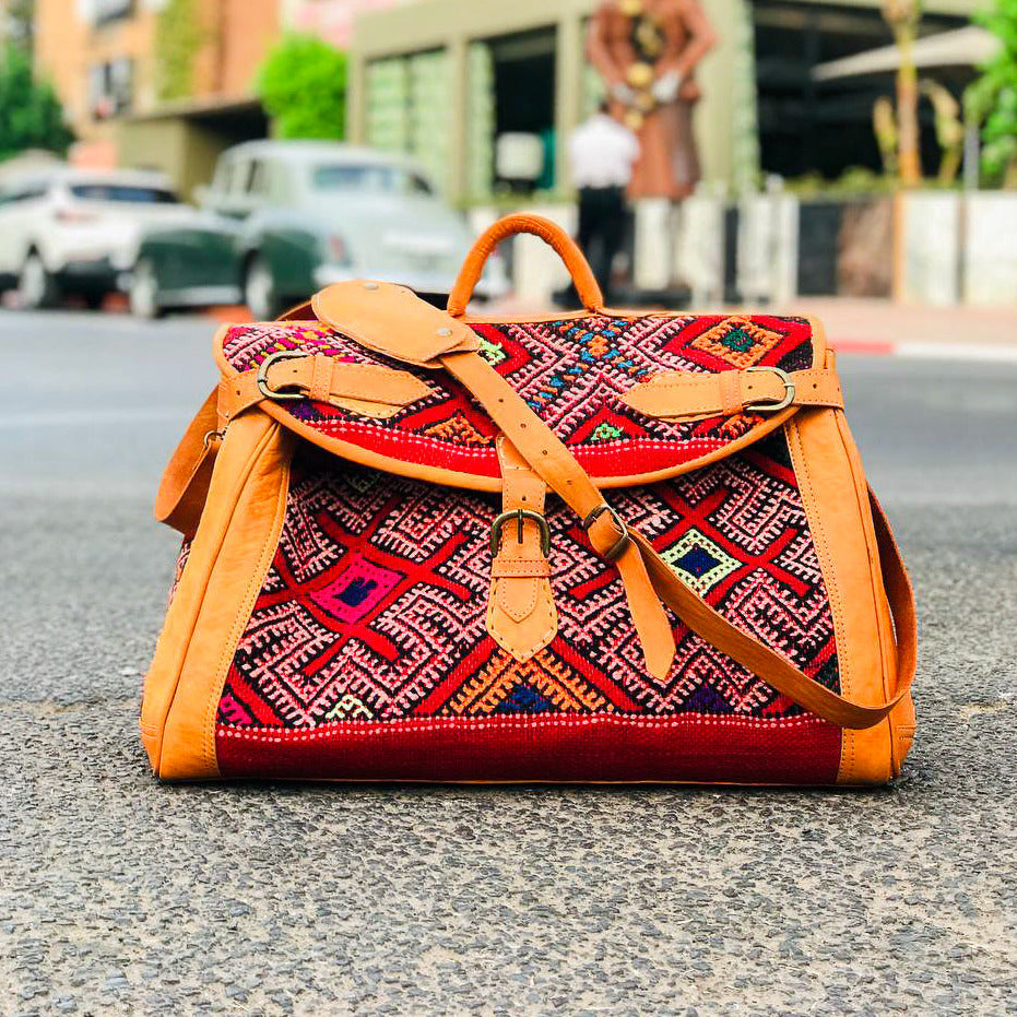 Large kilim duffel bag