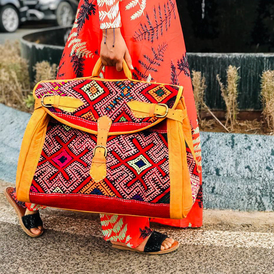 Large kilim duffel bag